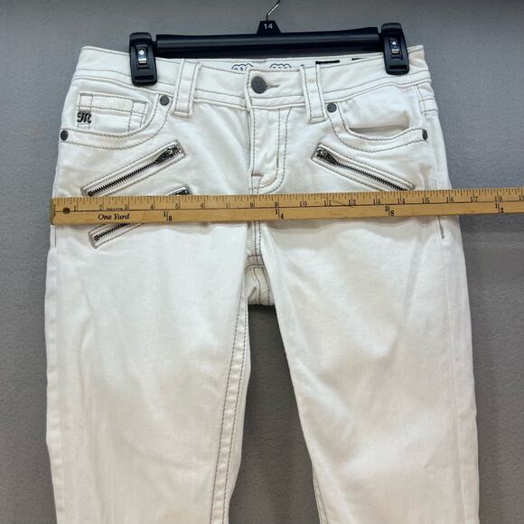 Miss Me Women's Jeans Women's 27 (4) White Mid Rise Ankle Skinny Preppy Moto - Picture 13 of 15